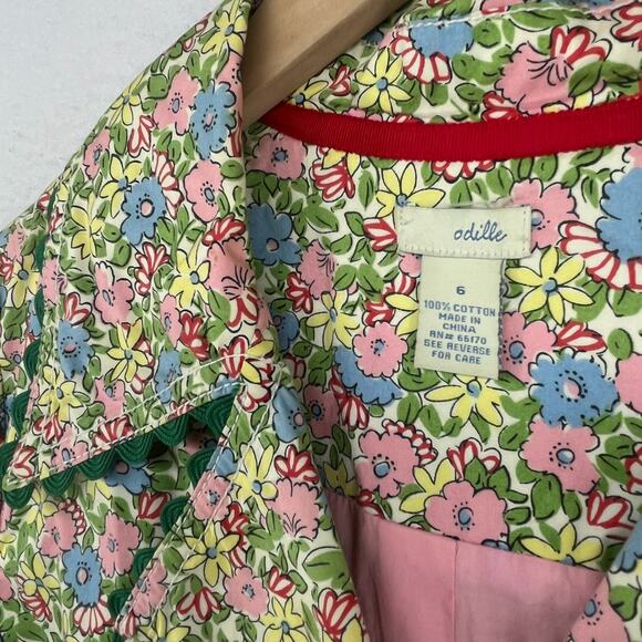 ODILLE Coat 6 ANTHROPOLOGIE Trench Rain Floral Double Breasted Belted Green - Picture 5 of 16